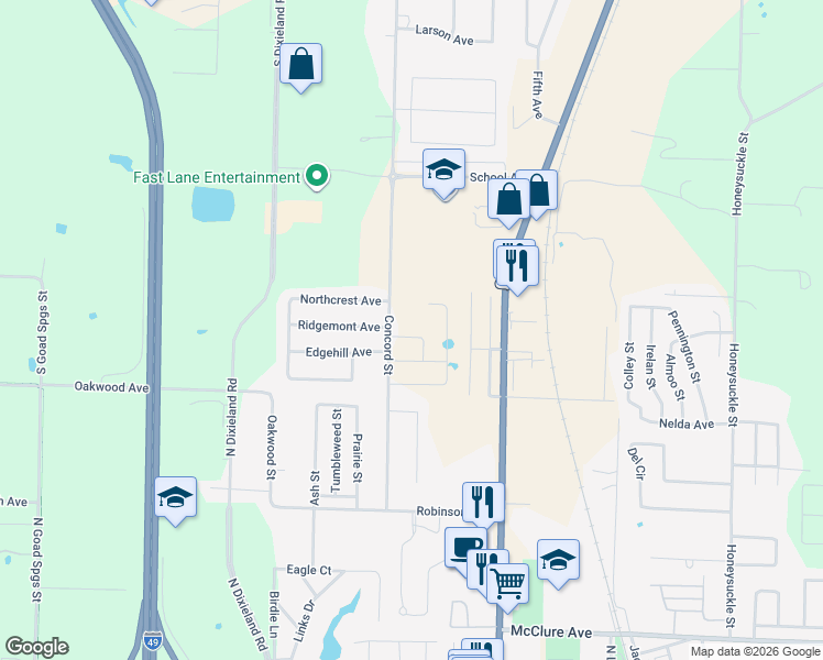 map of restaurants, bars, coffee shops, grocery stores, and more near 803 Concord Street in Lowell