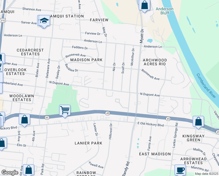 map of restaurants, bars, coffee shops, grocery stores, and more near 709 North Dupont Avenue in Nashville