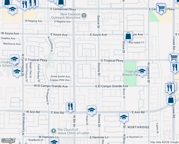 map of restaurants, bars, coffee shops, grocery stores, and more near 5913 North Horsehair Blanket Drive in North Las Vegas