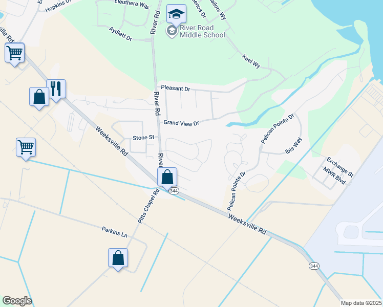 map of restaurants, bars, coffee shops, grocery stores, and more near Hickory Village M H P in Elizabeth City