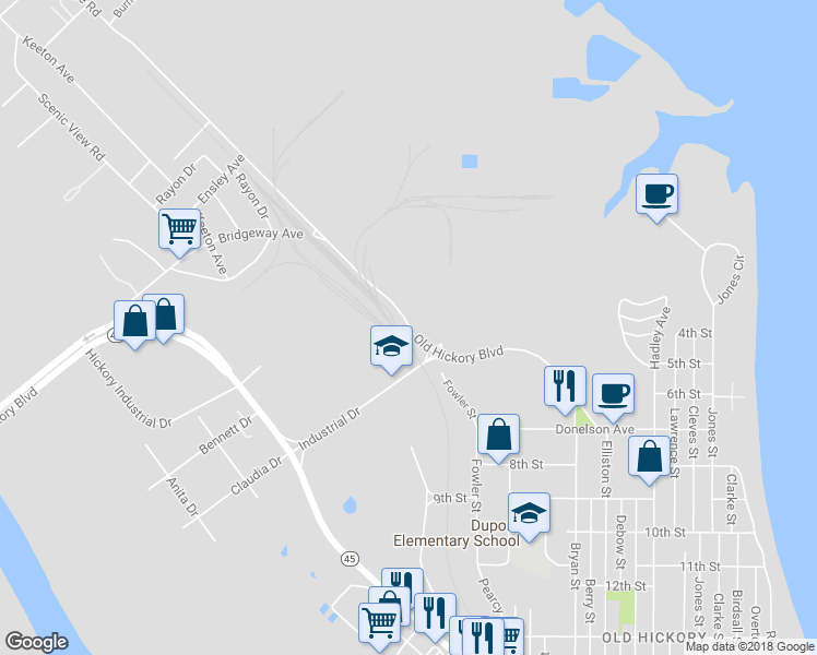 map of restaurants, bars, coffee shops, grocery stores, and more near 0 Old Hickory Boulevard in Nashville