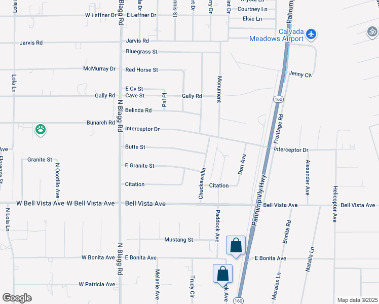 map of restaurants, bars, coffee shops, grocery stores, and more near 341 Butte Street in Pahrump