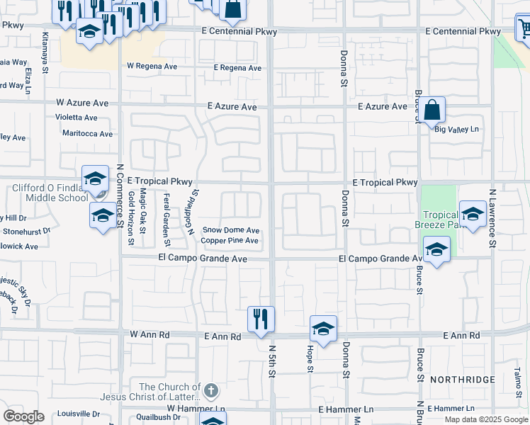 map of restaurants, bars, coffee shops, grocery stores, and more near 5908 North Big Horn View Street in North Las Vegas