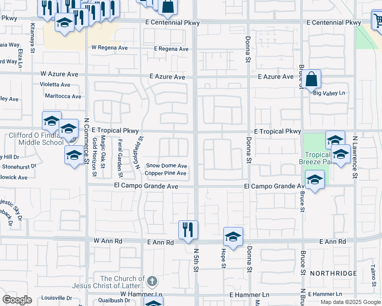 map of restaurants, bars, coffee shops, grocery stores, and more near 5908 North Big Horn View Street in North Las Vegas