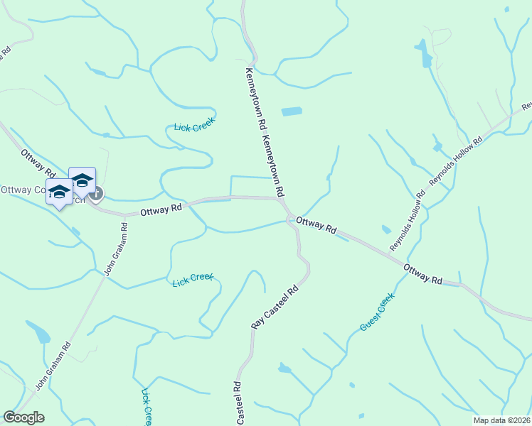 map of restaurants, bars, coffee shops, grocery stores, and more near 2025 Ottway Road in Greeneville
