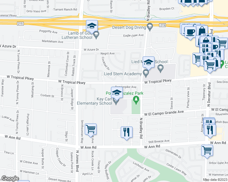 map of restaurants, bars, coffee shops, grocery stores, and more near 5912 Naperville Street in Las Vegas