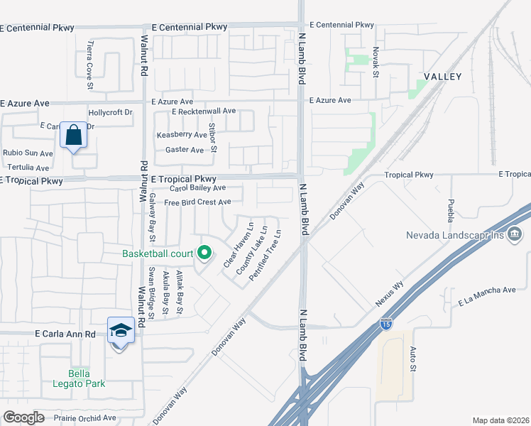 map of restaurants, bars, coffee shops, grocery stores, and more near 5853 Petrified Tree Lane in North Las Vegas