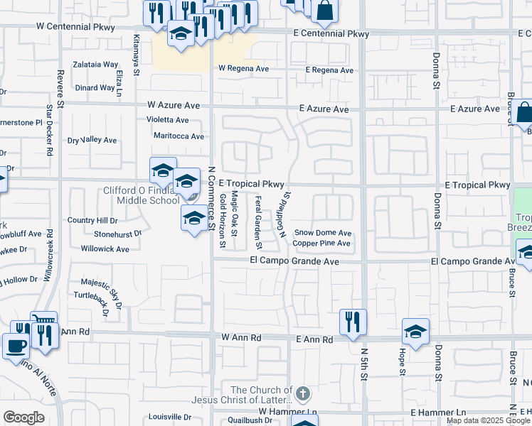 map of restaurants, bars, coffee shops, grocery stores, and more near 29 West Focal Point Avenue in North Las Vegas