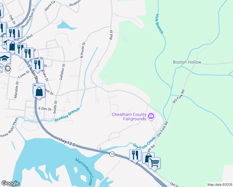 map of restaurants, bars, coffee shops, grocery stores, and more near 146 Forrest Ct in Ashland City