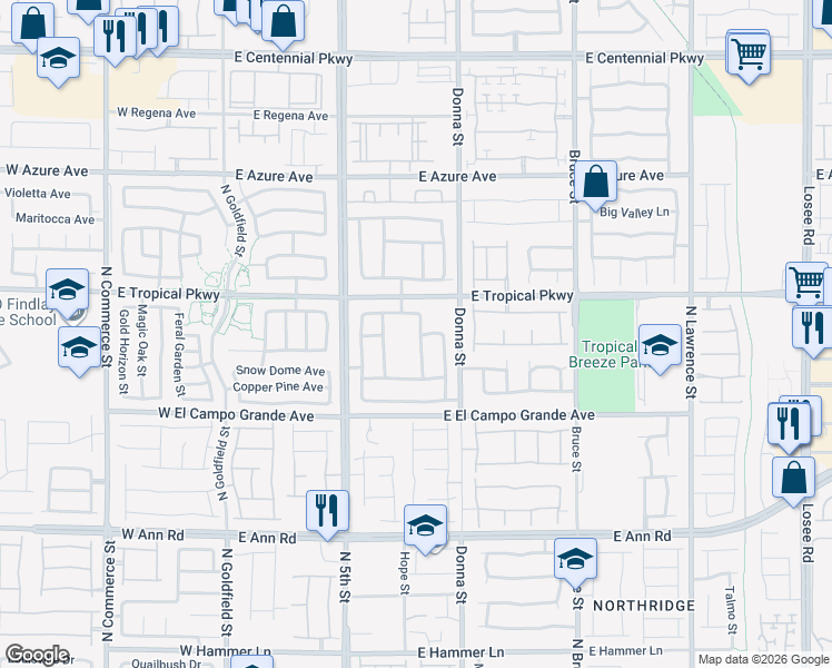 map of restaurants, bars, coffee shops, grocery stores, and more near 5913 North Horsehair Blanket Drive in North Las Vegas