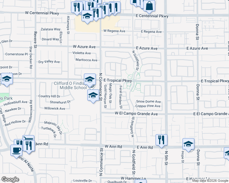 map of restaurants, bars, coffee shops, grocery stores, and more near 5909 Feral Garden Street in North Las Vegas