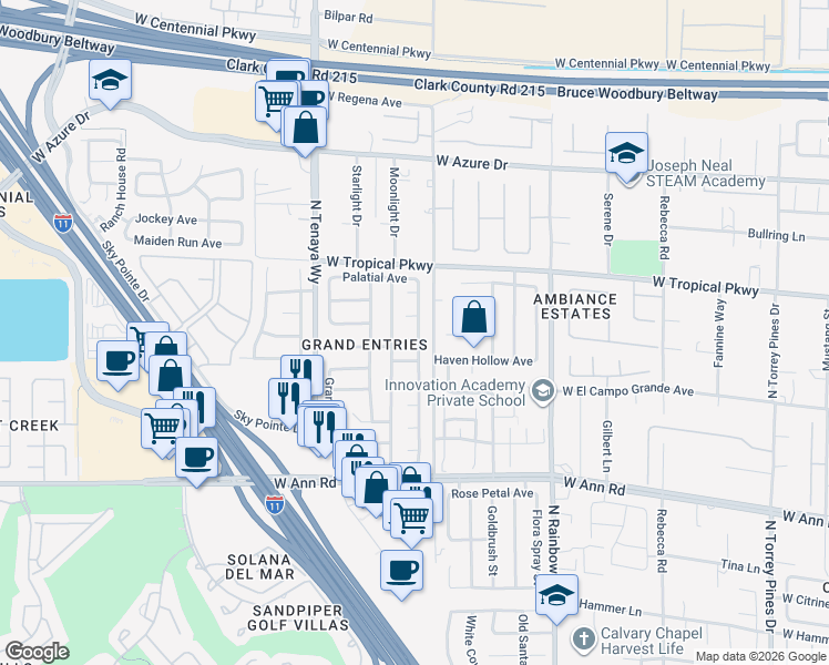 map of restaurants, bars, coffee shops, grocery stores, and more near 7004 Magic Window Avenue in Las Vegas