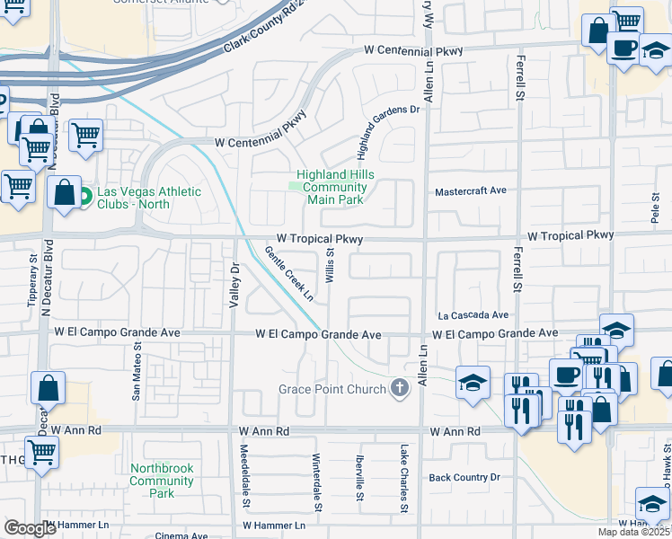 map of restaurants, bars, coffee shops, grocery stores, and more near 5918 Willis Street in North Las Vegas