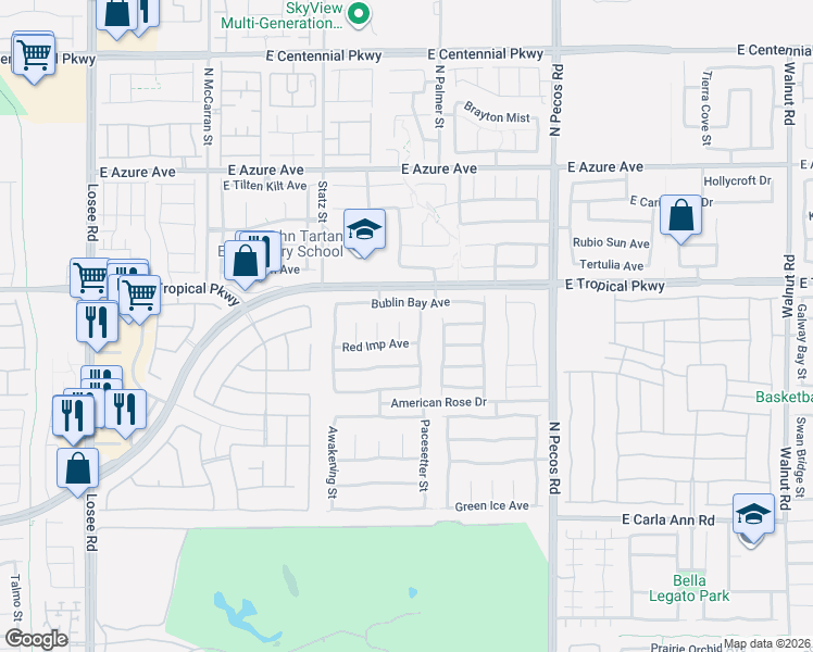 map of restaurants, bars, coffee shops, grocery stores, and more near 5920 Cuddles Court in North Las Vegas