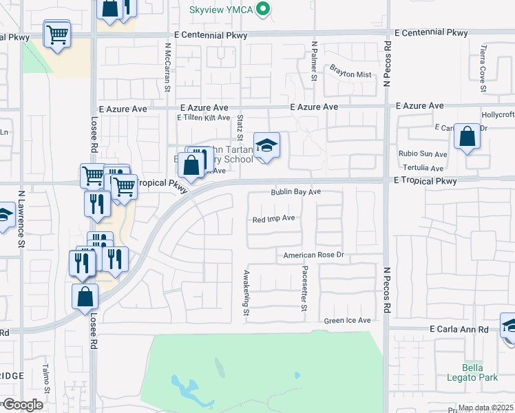 map of restaurants, bars, coffee shops, grocery stores, and more near 5917 Pearlie May Court in North Las Vegas