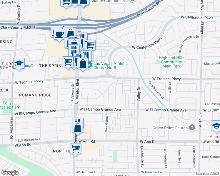 map of restaurants, bars, coffee shops, grocery stores, and more near 5975 Ocatlan Drive in North Las Vegas