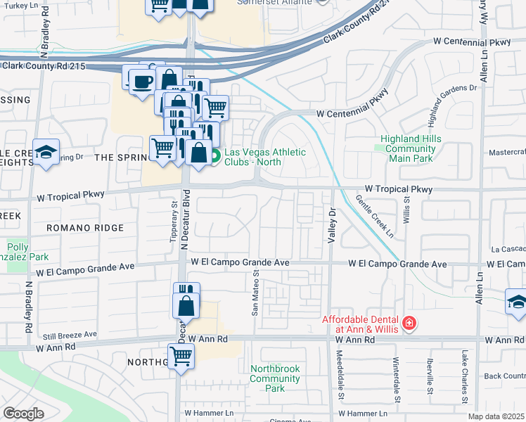 map of restaurants, bars, coffee shops, grocery stores, and more near 5950 Barbosa Drive in North Las Vegas