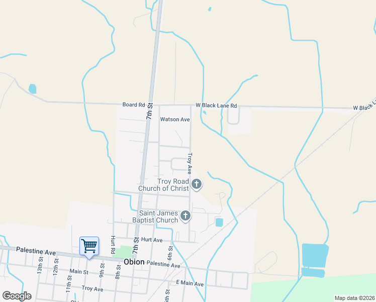 map of restaurants, bars, coffee shops, grocery stores, and more near 116 East Lee Ann Avenue in Obion