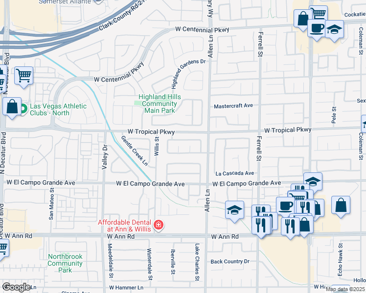 map of restaurants, bars, coffee shops, grocery stores, and more near 5920 Lava Creek Court in North Las Vegas