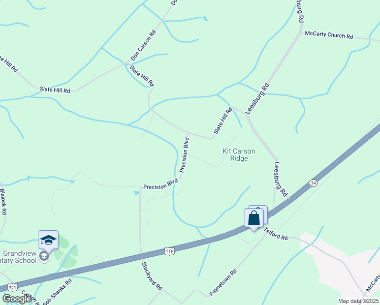 map of restaurants, bars, coffee shops, grocery stores, and more near 282 Precision Boulevard in Telford