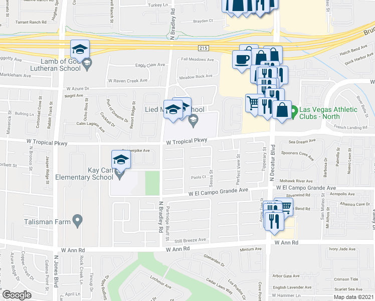 map of restaurants, bars, coffee shops, grocery stores, and more near 5936 Wood Petal Street in Las Vegas