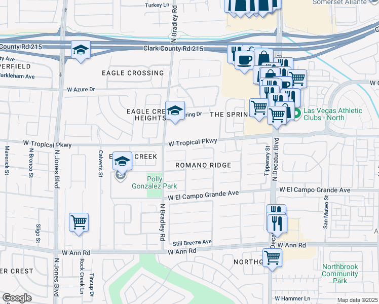 map of restaurants, bars, coffee shops, grocery stores, and more near 5936 Wood Petal Street in Las Vegas