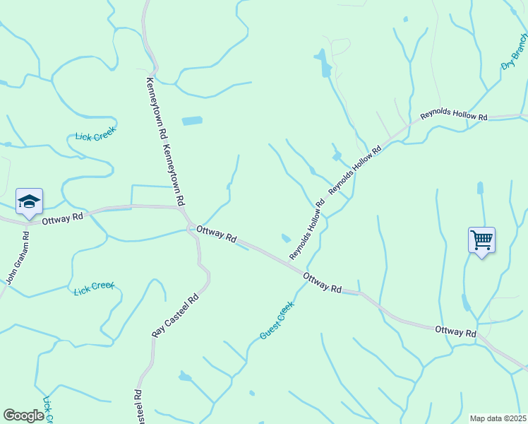 map of restaurants, bars, coffee shops, grocery stores, and more near 1790 Ottway Road in Greeneville