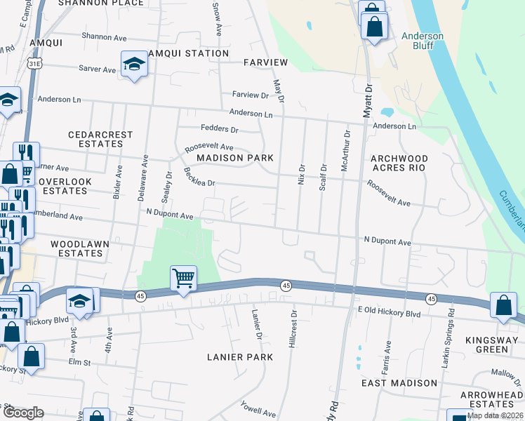 map of restaurants, bars, coffee shops, grocery stores, and more near 621 North Dupont Avenue in Madison