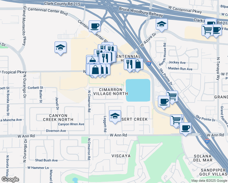 map of restaurants, bars, coffee shops, grocery stores, and more near 7840 Blue Charm Avenue in Las Vegas