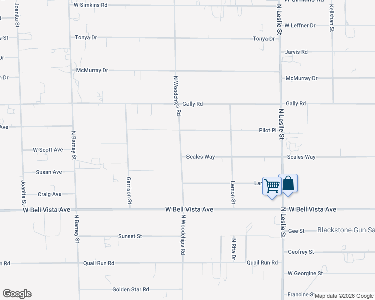 map of restaurants, bars, coffee shops, grocery stores, and more near North Woodchips Road in Pahrump