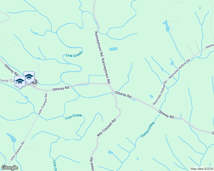 map of restaurants, bars, coffee shops, grocery stores, and more near 2025 Ottway Road in Greeneville