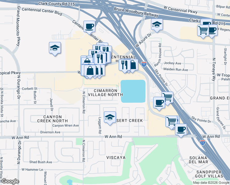 map of restaurants, bars, coffee shops, grocery stores, and more near 7812 Blue Charm Avenue in Las Vegas