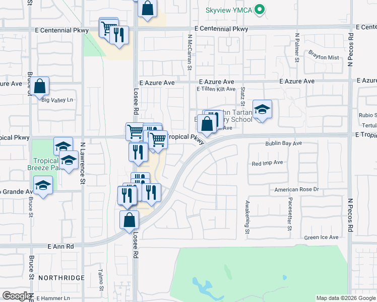 map of restaurants, bars, coffee shops, grocery stores, and more near 2628 Slide Canyon Avenue in North Las Vegas