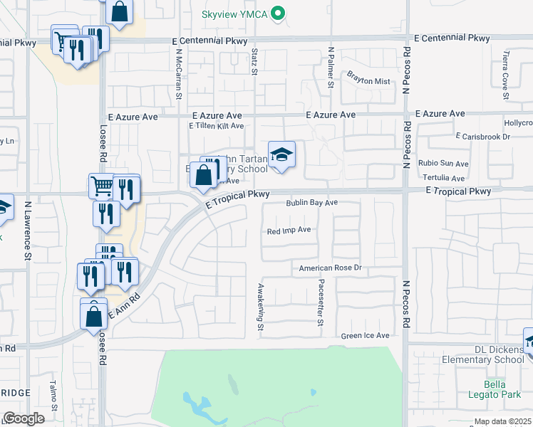 map of restaurants, bars, coffee shops, grocery stores, and more near 5920 Baronne Prevost Street in North Las Vegas