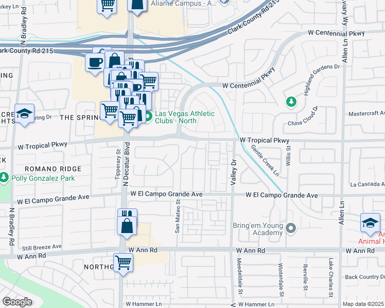map of restaurants, bars, coffee shops, grocery stores, and more near 5965 Palmilla Street in North Las Vegas