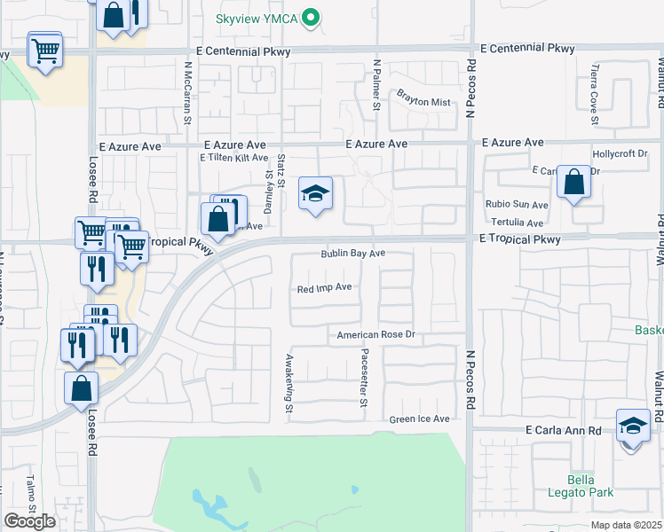 map of restaurants, bars, coffee shops, grocery stores, and more near 3104 Bublin Bay Avenue in North Las Vegas