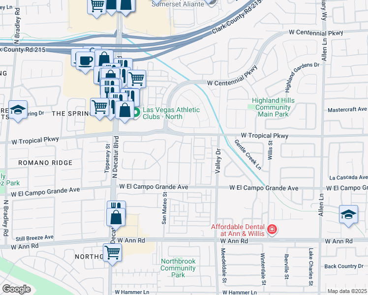 map of restaurants, bars, coffee shops, grocery stores, and more near 5960 Palmilla Street in North Las Vegas
