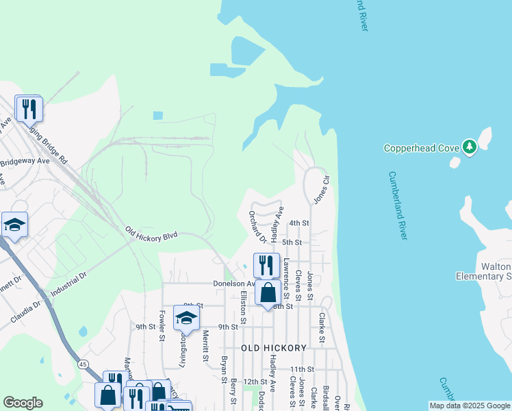 map of restaurants, bars, coffee shops, grocery stores, and more near 120 Buffalo Street in Nashville