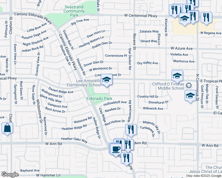 map of restaurants, bars, coffee shops, grocery stores, and more near 5912 Hollowridge Road in North Las Vegas