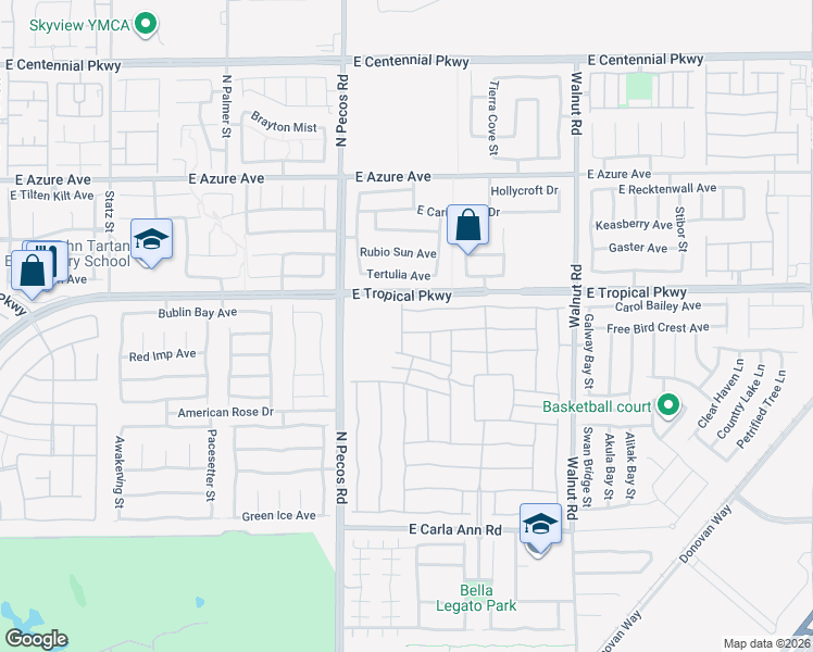 map of restaurants, bars, coffee shops, grocery stores, and more near 3604 Rocklin Peak Avenue in North Las Vegas