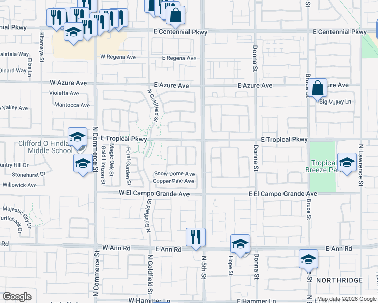 map of restaurants, bars, coffee shops, grocery stores, and more near in North Las Vegas