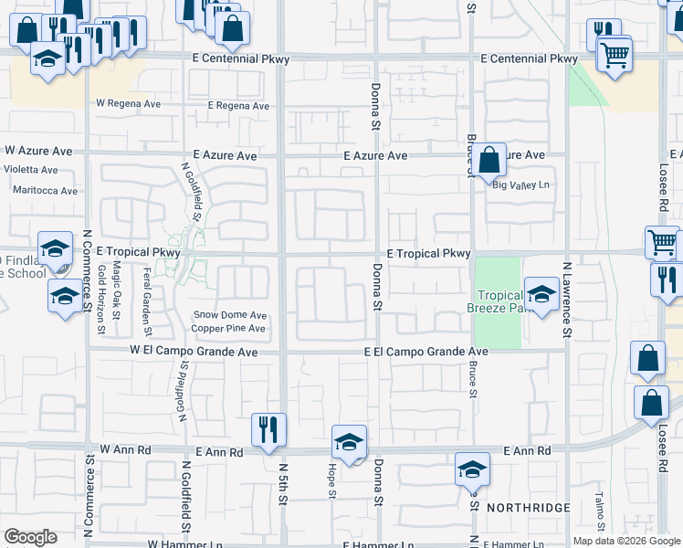 map of restaurants, bars, coffee shops, grocery stores, and more near 704 East Riding Crop Avenue in North Las Vegas