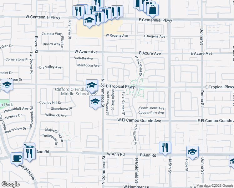 map of restaurants, bars, coffee shops, grocery stores, and more near 5961 Feral Garden Street in North Las Vegas