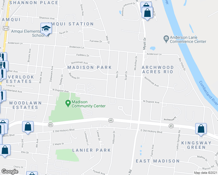 map of restaurants, bars, coffee shops, grocery stores, and more near 209B Nix Drive in Nashville