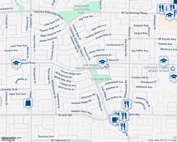map of restaurants, bars, coffee shops, grocery stores, and more near 5924 Old Ridge Road in North Las Vegas