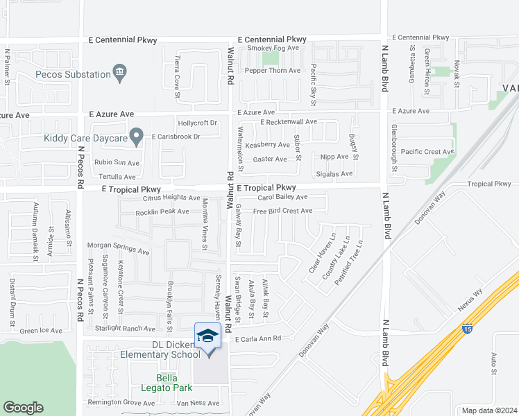 map of restaurants, bars, coffee shops, grocery stores, and more near 3949 Carol Bailey Avenue in North Las Vegas