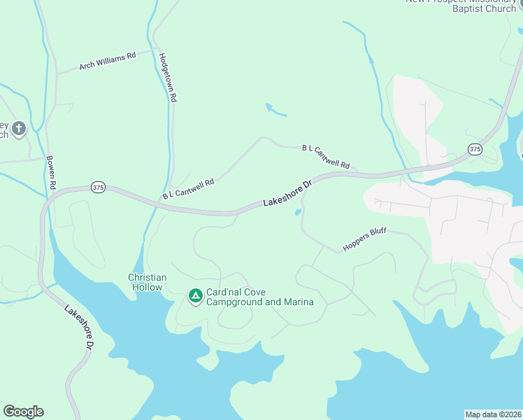 map of restaurants, bars, coffee shops, grocery stores, and more near 7445 Lakeshore Drive in Rutledge