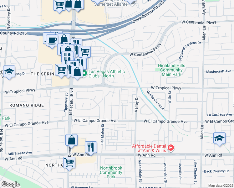 map of restaurants, bars, coffee shops, grocery stores, and more near 5940 Palmilla Street in North Las Vegas