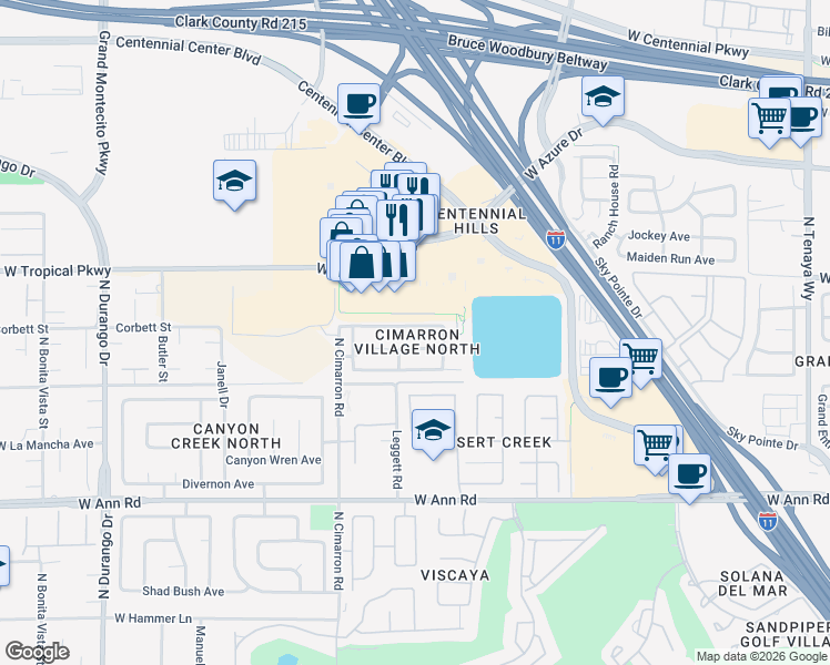 map of restaurants, bars, coffee shops, grocery stores, and more near 7876 West March Brown Avenue in Las Vegas