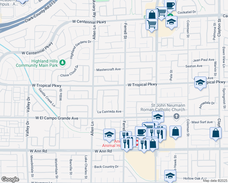 map of restaurants, bars, coffee shops, grocery stores, and more near 3413 Cantura Bluff Avenue in North Las Vegas
